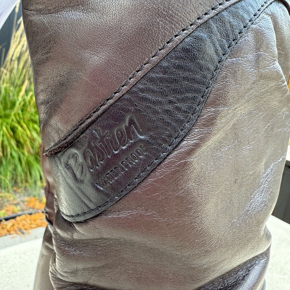 Bastien vintage leather fisherman core tall boots in brown - Picture 4 of 12